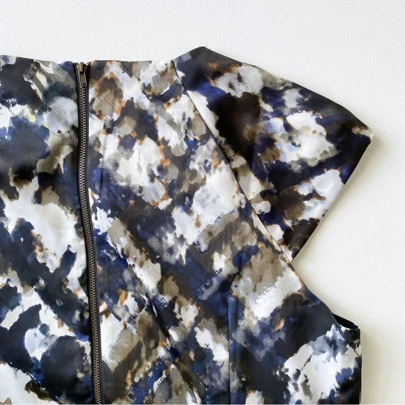 NWT Ann Taylor Navy & Brown Watercolor Print Inspired Dress, Size 12 - Picture 5 of 10
